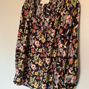 THE GREAT. Floral Print Silk Blouse